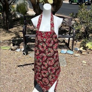 Handcrafted Christmas Wreath Apron with Pocket